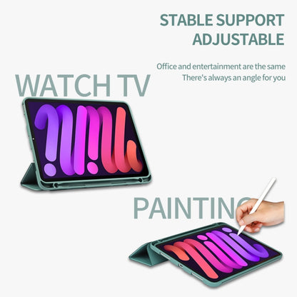 For iPad mini 6 / mini 2024 Tri-Fold Holder Leather Smart Tablet Case(Gold) by bashfashion