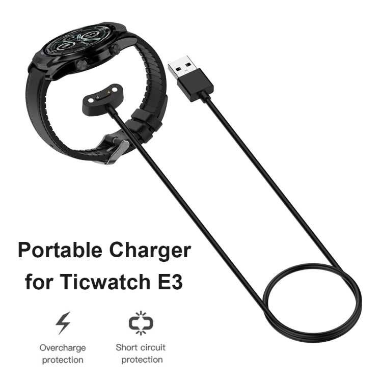 For Ticwatch E3 / Pro 3 / Pro 3 LTE Smart Watch Charging Cable, 1m Charging Station Power Adapter by bashfashion