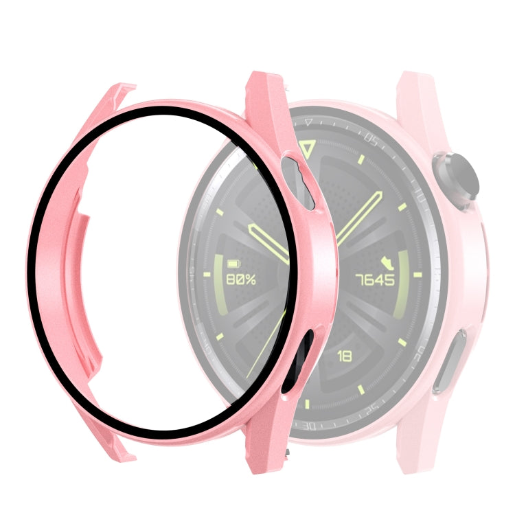 Tempered Glass Film Oil Spray Matte PC Case For Huawei GT3 42mm(Pink) by bashfashion
