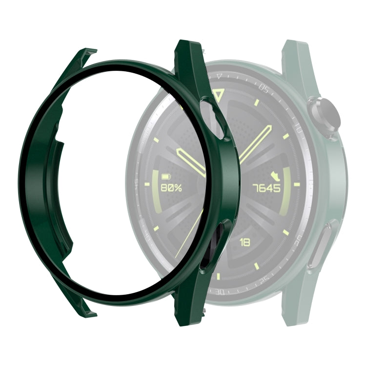 Tempered Glass Film Oil Spray Matte PC Case For Huawei GT3 42mm(Green) by bashfashion