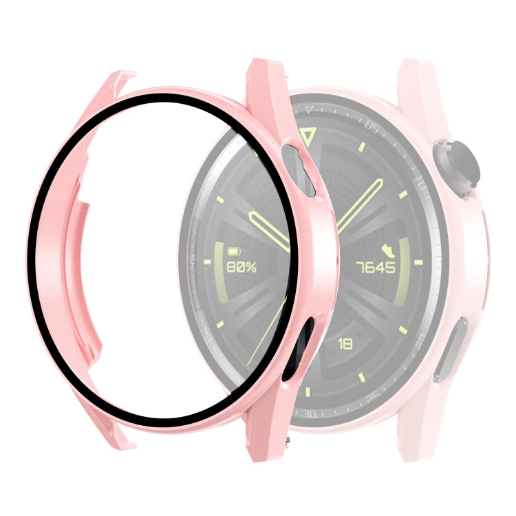 Tempered Glass Film Oil Spray Matte PC Case For Huawei GT3 42mm(Cherry Powder) by bashfashion