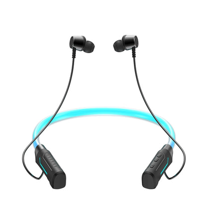 JG4 Flashing LED Neck-mounted Stereo Bluetooth Wireless Earphone(Black) by bashfashion
