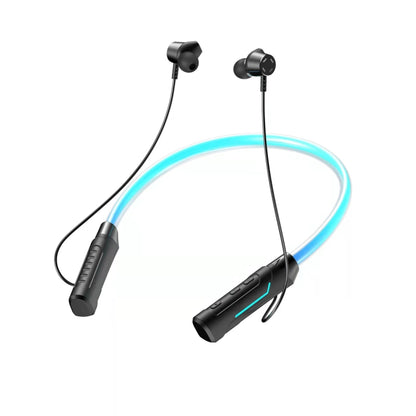 JG4 Flashing LED Neck-mounted Stereo Bluetooth Wireless Earphone(Black) by bashfashion