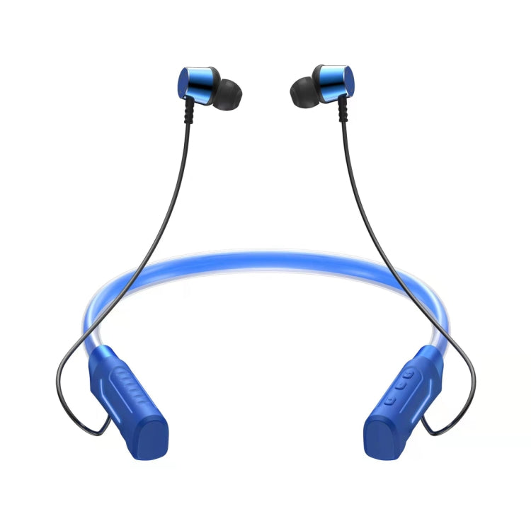 JG4 Flashing LED Neck-mounted Stereo Bluetooth Wireless Earphone(Blue) by bashfashion
