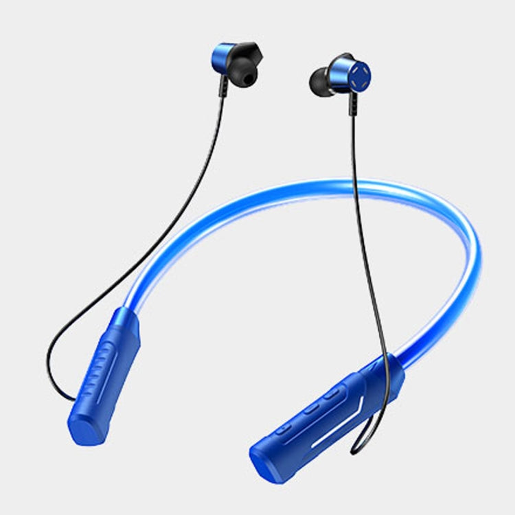 JG4 Flashing LED Neck-mounted Stereo Bluetooth Wireless Earphone(Blue) by bashfashion