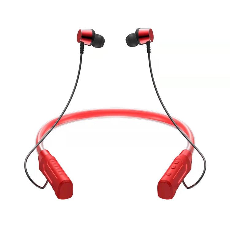 JG4 Flashing LED Neck-mounted Stereo Bluetooth Wireless Earphone(Red) by bashfashion