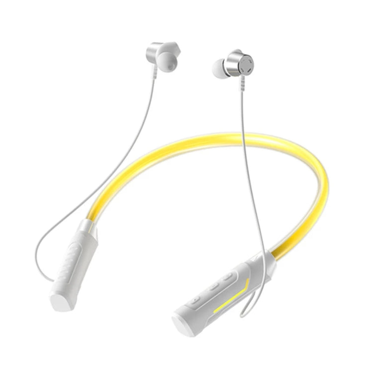 JG4 Flashing LED Neck-mounted Stereo Bluetooth Wireless Earphone(White) by bashfashion