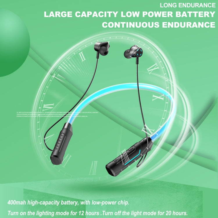 JG4 Flashing LED Neck-mounted Stereo Bluetooth Wireless Earphone(Blue) by bashfashion