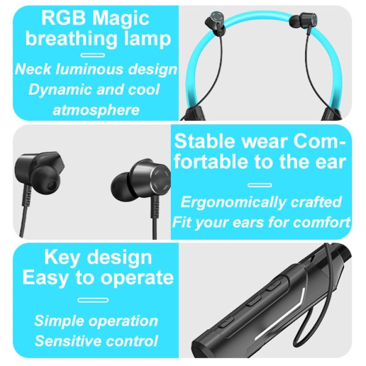 JG4 Flashing LED Neck-mounted Stereo Bluetooth Wireless Earphone(White) by bashfashion