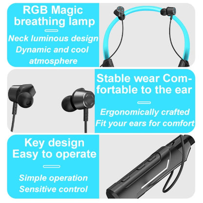 JG4 Flashing LED Neck-mounted Stereo Bluetooth Wireless Earphone(Blue) by bashfashion