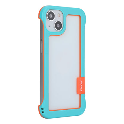 For iPhone 13 ENKAY Frameless Hollow Shockproof PC Case(Blue) by ENKAY