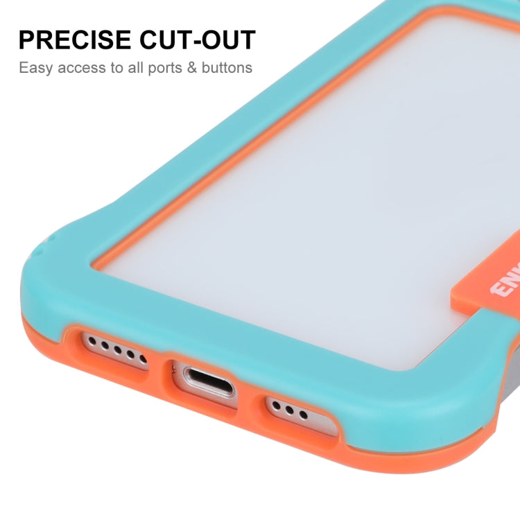 For iPhone 13 ENKAY Frameless Hollow Shockproof PC Case(Blue) by ENKAY