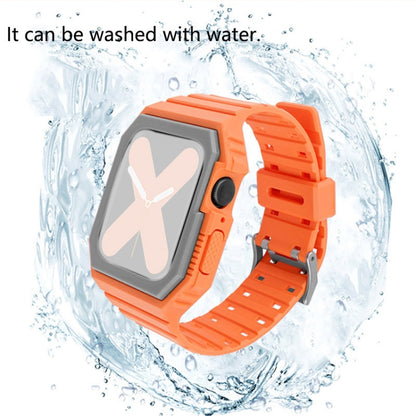 Silicone Strap with Case For Apple Watch Series 9&8&7 41mm / SE 3&SE 2&6&SE&5&4 40mm / 3&2&1 38mm(Black+White) by bashfashion