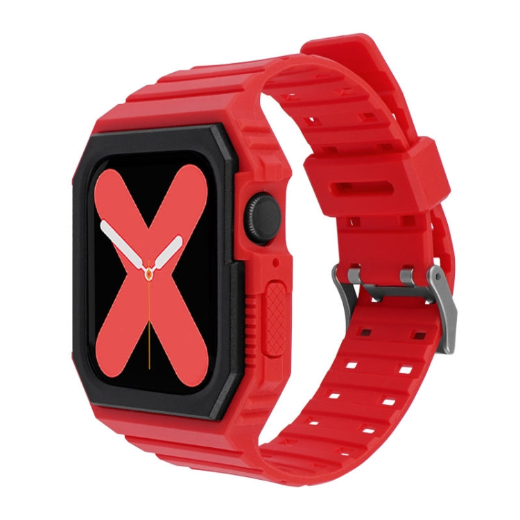 Silicone Strap with Case For Apple Watch Series 9&8&7 41mm / SE 3&SE 2&6&SE&5&4 40mm / 3&2&1 38mm(Red) by bashfashion