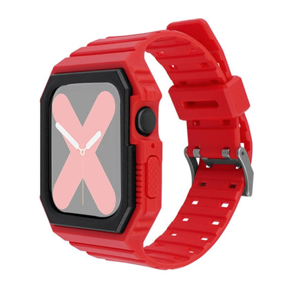 Silicone Strap with Case For Apple Watch Series 9&8&7 41mm / SE 3&SE 2&6&SE&5&4 40mm / 3&2&1 38mm(Red) by bashfashion