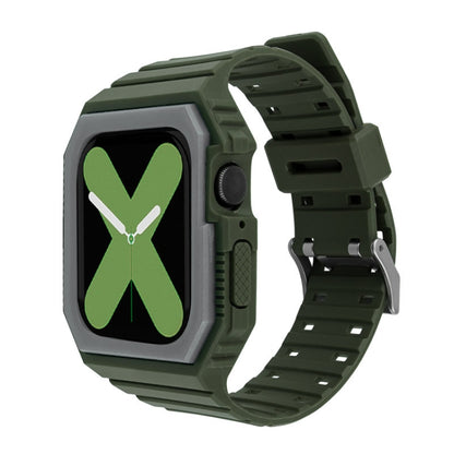 Silicone Strap with Case For Apple Watch Series 9&8&7 41mm / SE 3&SE 2&6&SE&5&4 40mm / 3&2&1 38mm(Amy Green) by bashfashion