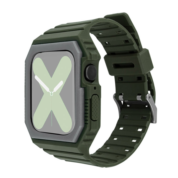 Silicone Strap with Case For Apple Watch Series 9&8&7 41mm / SE 3&SE 2&6&SE&5&4 40mm / 3&2&1 38mm(Amy Green) by bashfashion