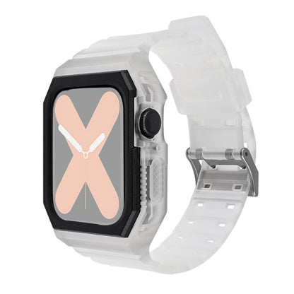 Silicone Strap with Case For Apple Watch Series 9&8&7 41mm / SE 3&SE 2&6&SE&5&4 40mm / 3&2&1 38mm(Transparent White) by bashfashion