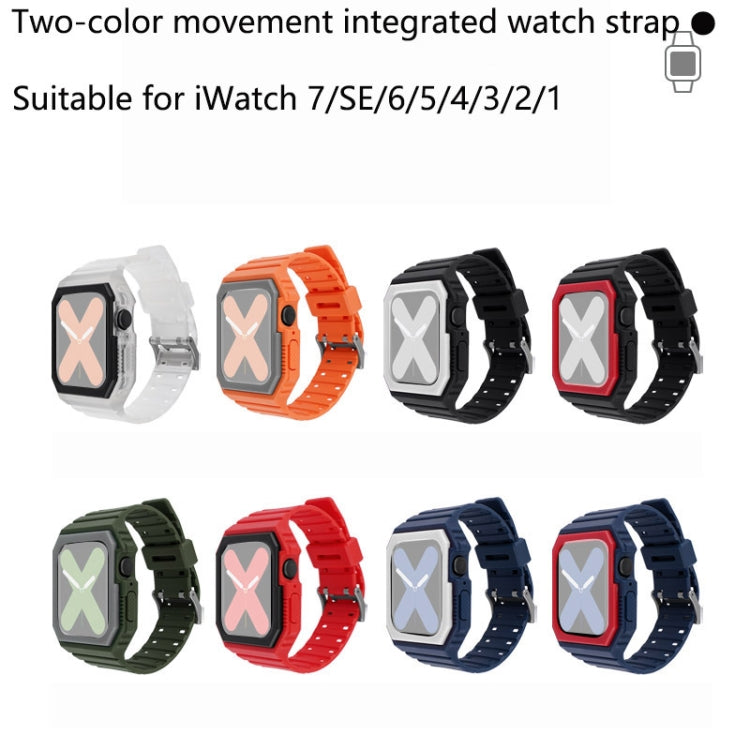 Silicone Strap with Case For Apple Watch Series 9&8&7 41mm / SE 3&SE 2&6&SE&5&4 40mm / 3&2&1 38mm(Transparent White) by bashfashion