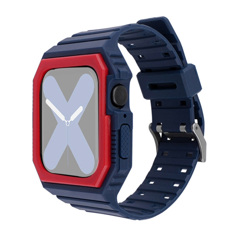 Silicone Strap with Case For Apple Watch Series 9&8&7 41mm / SE 3&SE 2&6&SE&5&4 40mm / 3&2&1 38mm(Blue+Red) by bashfashion