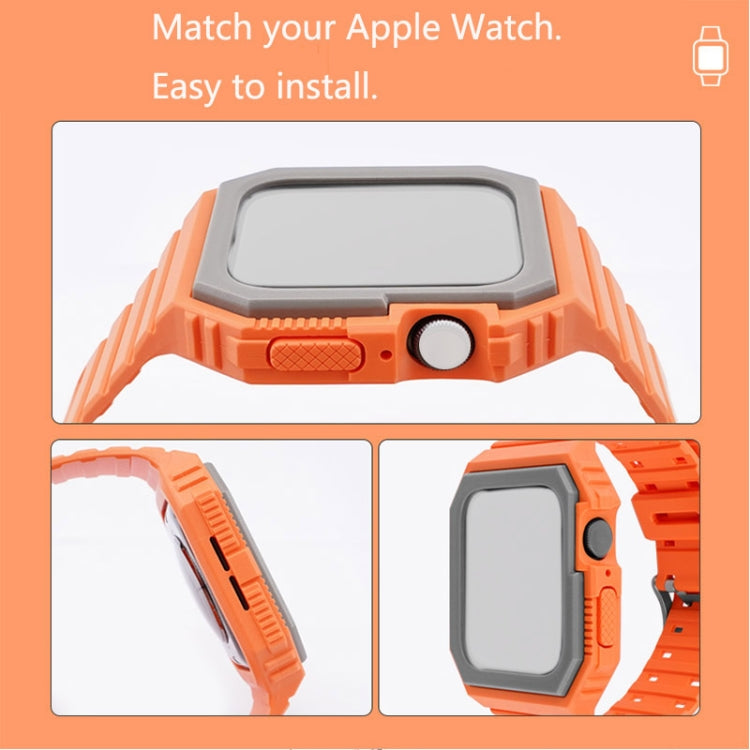 Silicone Strap with Case For Apple Watch Series 9&8&7 41mm / SE 3&SE 2&6&SE&5&4 40mm / 3&2&1 38mm(Blue+Red) by bashfashion