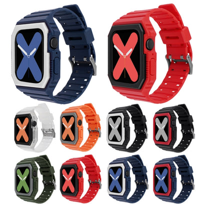 Silicone Strap with Case For Apple Watch Series 8&7 45mm / SE 2&6&SE&5&4 44mm / 3&2&1 42mm(Blue+Red) by bashfashion