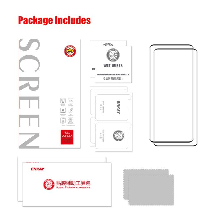 2 PCS For Honor 70 / 60 ENKAY 3D Hot Bending Explosion-proof Full Tempered Glass Film by ENKAY