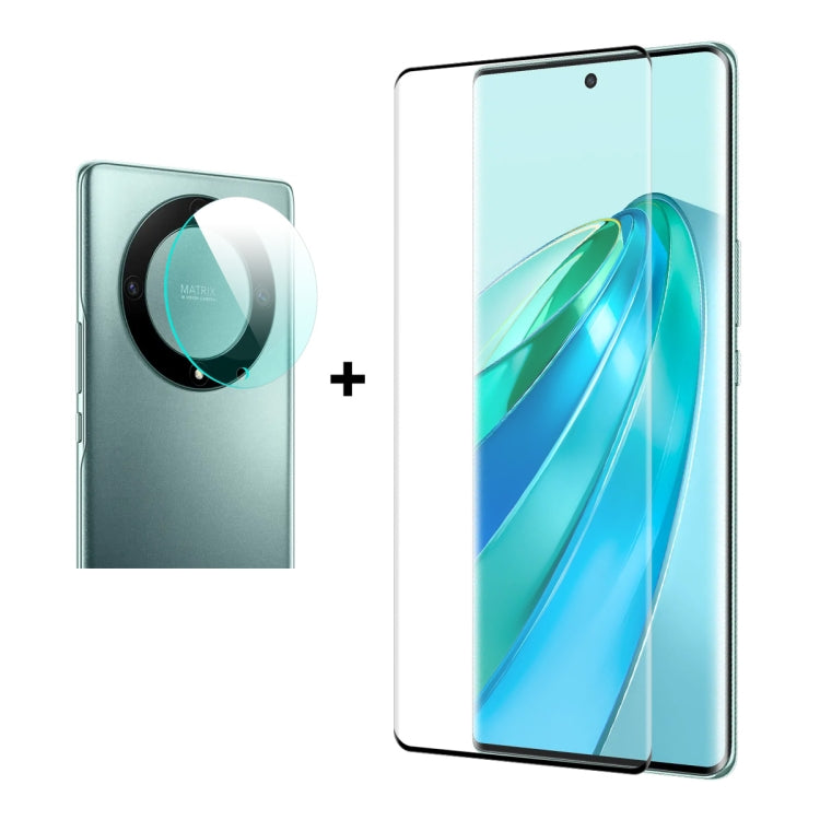 For Honor X9A / Magic5 Lite ENKAY 3D Hot Bending Edge Glue Tempered Glass Full Film with Lens Film by ENKAY