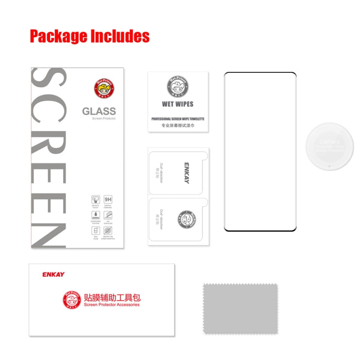For Honor X9A / Magic5 Lite ENKAY 3D Hot Bending Edge Glue Tempered Glass Full Film with Lens Film by ENKAY