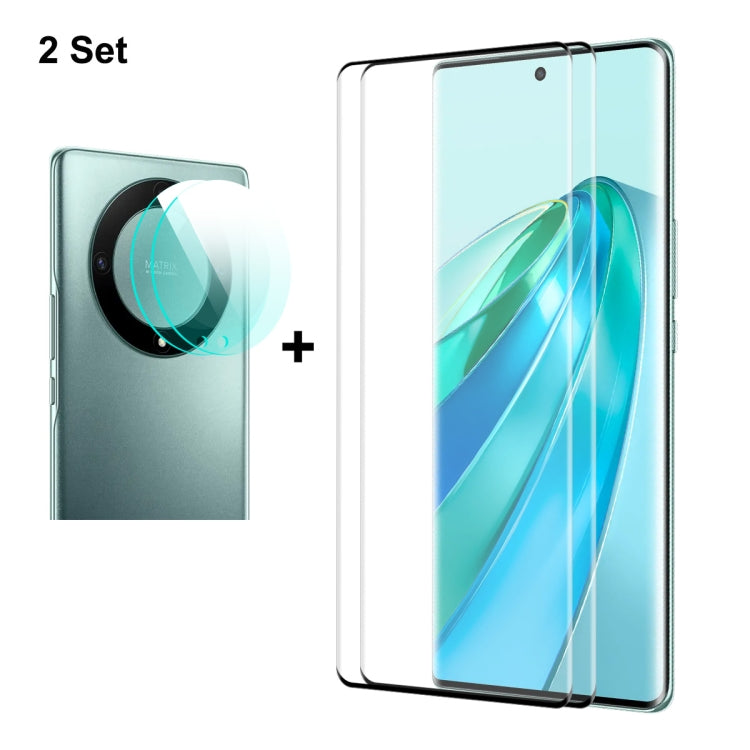 For Honor X9A / Magic5 Lite 2pcs ENKAY 3D Hot Bending Edge Glue Tempered Glass Full Film with Lens Film by ENKAY