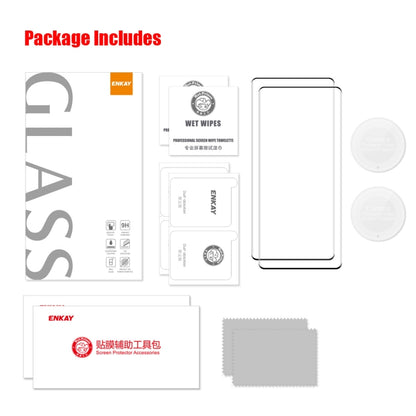 For Honor X9A / Magic5 Lite 2pcs ENKAY 3D Hot Bending Edge Glue Tempered Glass Full Film with Lens Film by ENKAY