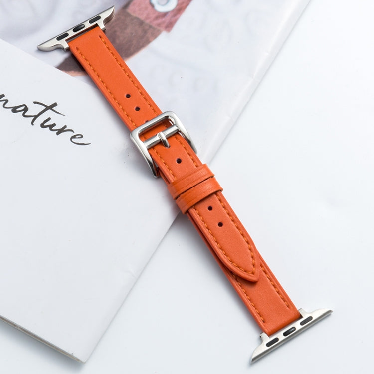 Microfiber Leather Pin Buckle Watch Band For Apple Watch Series 9&8&7 41mm / SE 3&SE 2&6&SE&5&4 40mm / 3&2&1 38mm(Orange) by bashfashion