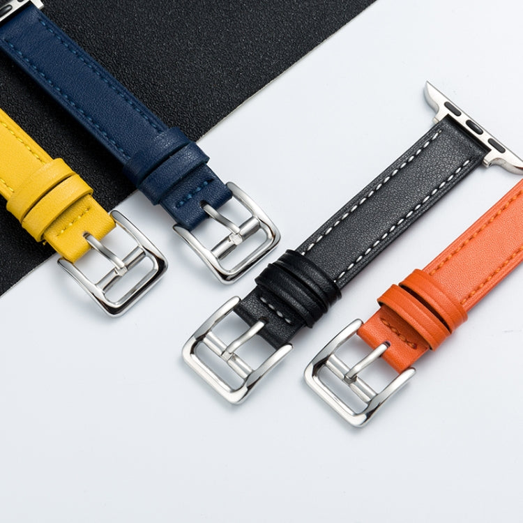 Microfiber Leather Pin Buckle Watch Band For Apple Watch Series 9&8&7 41mm / SE 3&SE 2&6&SE&5&4 40mm / 3&2&1 38mm(Orange) by bashfashion