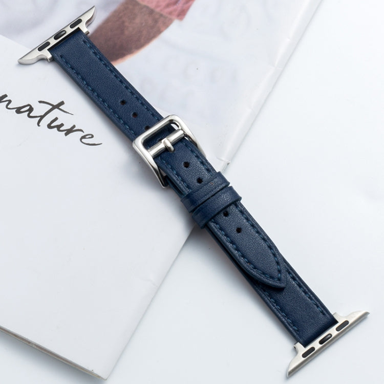 Microfiber Leather Pin Buckle Watch Band For Apple Watch Ultra 49mm&Watch Ultra 2 49mm / Series 9&8&7 45mm / SE 3&SE 2&6&SE&5&4 44mm / 3&2&1 42mm(Dark Blue) by bashfashion