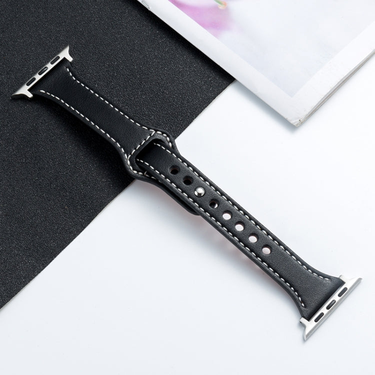 Microfiber Leather Watch Band For Apple Watch Series 7 41mm / 6&SE&5&4 40mm / 3&2&1 38mm(Black) by bashfashion