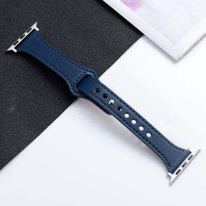 Microfiber Leather Watch Band For Apple Watch Series 7 41mm / 6&SE&5&4 40mm / 3&2&1 38mm(Dark Blue) by bashfashion