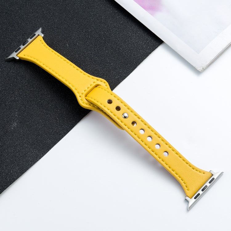 Microfiber Leather Watch Band For Apple Watch Series 7 41mm / 6&SE&5&4 40mm / 3&2&1 38mm(Yellow) by bashfashion