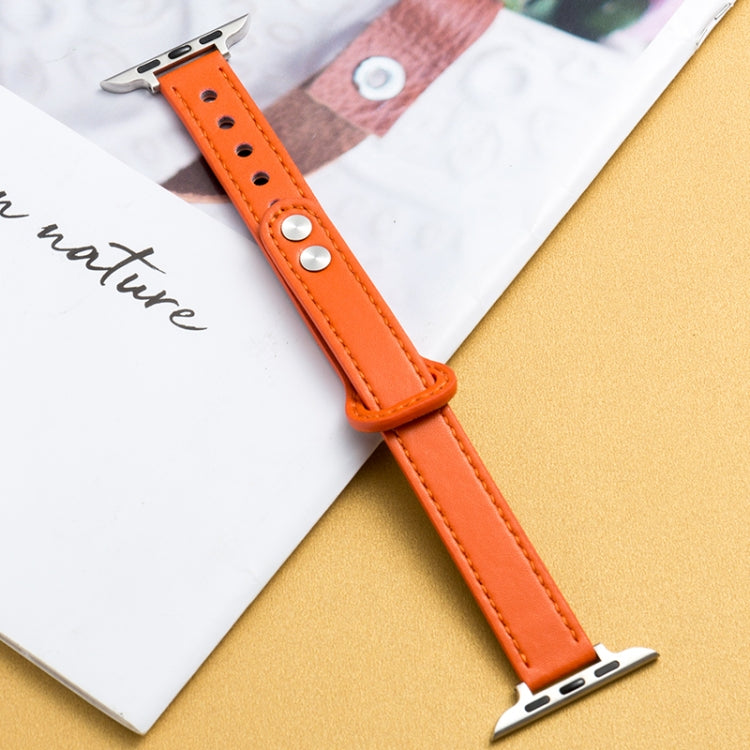 Microfiber Leather Double Buckle Watch Band for Apple Watch Series 9&8&7 41mm / SE 3&SE 2&6&SE&5&4 40mm / 3&2&1 38mm (Orange) by bashfashion