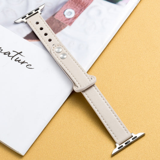 Microfiber Leather Double Buckle Watch Band for Apple Watch Series 9&8&7 41mm / SE 3&SE 2&6&SE&5&4 40mm / 3&2&1 38mm (Beige) by bashfashion