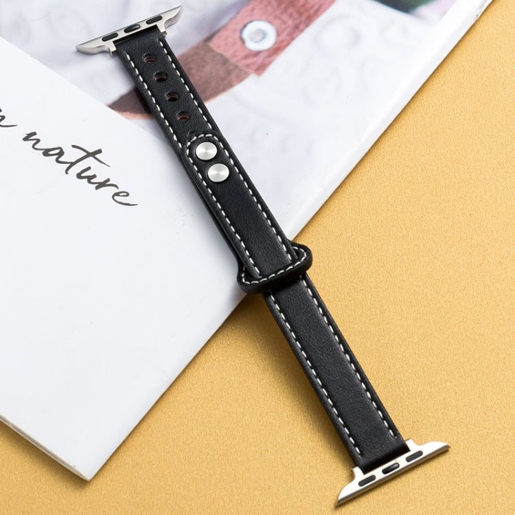 Microfiber Leather Double Buckle Watch Band for Apple Watch Ultra 49mm&Watch Ultra 2 49mm / Series 9&8&7 45mm / SE 3&SE 2&6&SE&5&4 44mm / 3&2&1 42mm (Black) by bashfashion