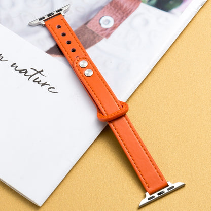 Microfiber Leather Double Buckle Watch Band for Apple Watch Ultra 49mm&Watch Ultra 2 49mm / Series 9&8&7 45mm / SE 3&SE 2&6&SE&5&4 44mm / 3&2&1 42mm (Orange) by bashfashion