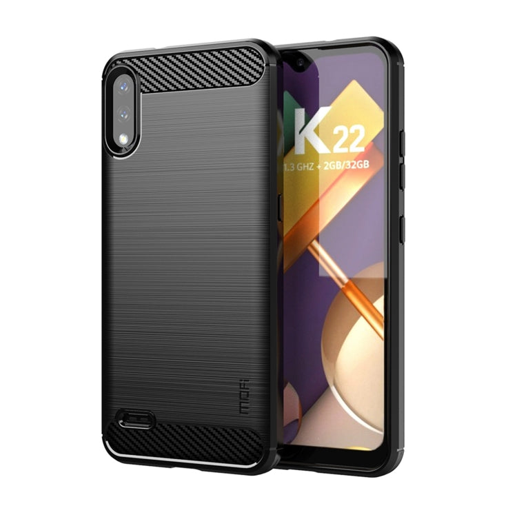 For LG K22 / K22 Plus MOFI Gentleness Brushed Carbon Fiber Soft TPU Case(Black) by MOFI