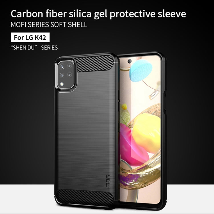 For LG K42 MOFI Gentleness Brushed Carbon Fiber Soft TPU Case(Black) by MOFI