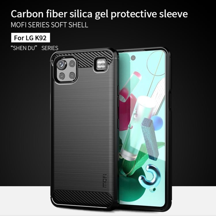 For LG K92 MOFI Gentleness Brushed Carbon Fiber Soft TPU Case(Black) by MOFI