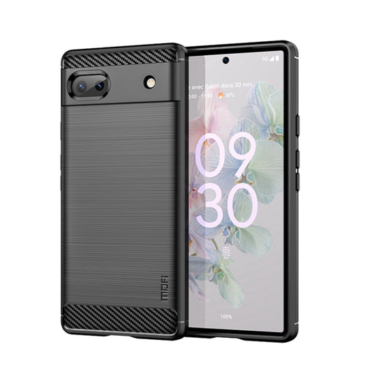 For Google Pixel 6A MOFI Gentleness Brushed Carbon Fiber Soft TPU Case(Black) by MOFI