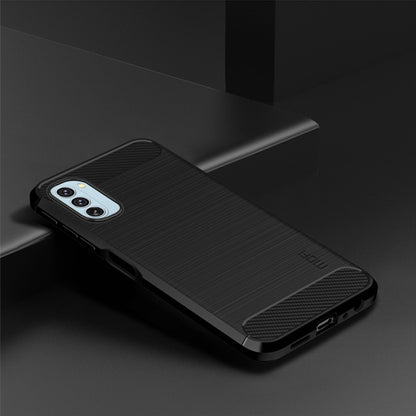 For Motorola Moto G51 5G MOFI Gentleness Brushed Carbon Fiber Soft TPU Case(Black) by MOFI