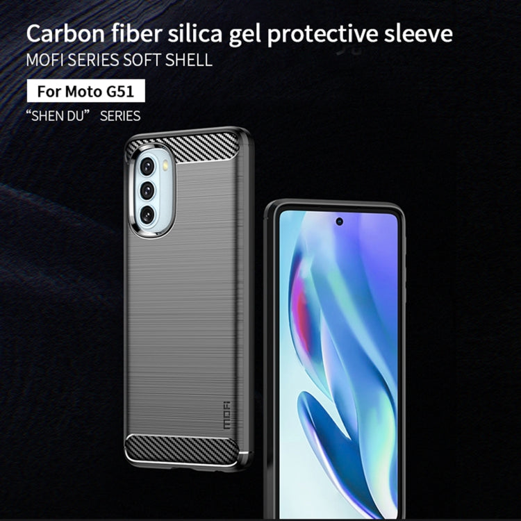 For Motorola Moto G51 5G MOFI Gentleness Brushed Carbon Fiber Soft TPU Case(Black) by MOFI