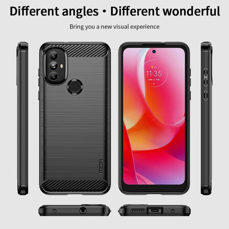For Motorola Moto G Power 2022 MOFI Gentleness Brushed Carbon Fiber Soft TPU Case(Black) by MOFI
