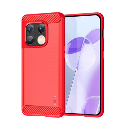 For OnePlus 10 Pro 5G MOFI Gentleness Brushed Carbon Fiber Soft TPU Case(Red) by MOFI