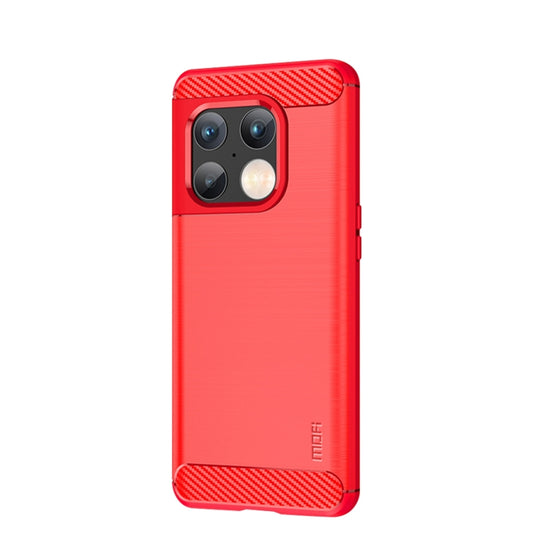 For OnePlus 10 Pro 5G MOFI Gentleness Brushed Carbon Fiber Soft TPU Case(Red) by MOFI